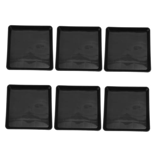 INOOMP 6 Stück Blumentopf Tablett quadratisches Pflanztablett Blumenkugelbodenschale Tropfschale für Pflanzen quadratische Untersetzer für Blumentöpfe Plastik -Pflanzerschale pp Schwarz von INOOMP