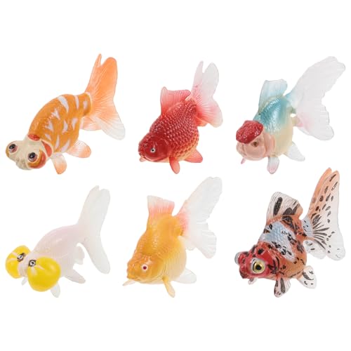 INOOMP 6 Stück künstliche Goldfisch-Ornamente: schwimmende Fischfiguren aus PVC, Bunte Goldfisch-Statuen, Ornamente für Aquarium-Terrarium-Landschaft von INOOMP
