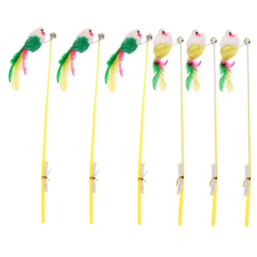INOOMP Lustiger Katzen-Teaser-Stick Mit Glöckchen Interaktives Spielzeug Für Katzen Kätzchenspielzeug (6 Stück Zufällige Farbe) von INOOMP
