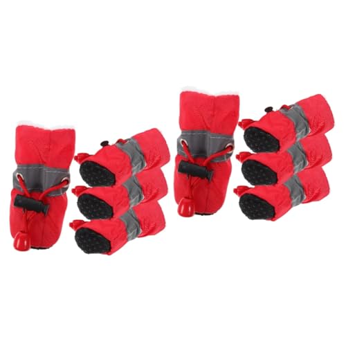 INOOMP 8 STK rutschfeste Schuhe Für Haustiere Pfote Hundestiefel Für Regen Hundestiefel Für Draußen Schützende Haustierschuhe Welpenschuhe Für Draußen Schutzschuhe Stoff Hündchen Rot von INOOMP