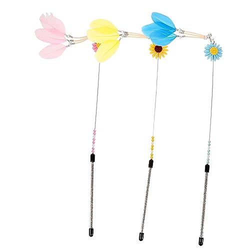 INOOMP 9stücke Teiliges Interaktives Katzenangel Spielzeug Set Mit Bunten Sonnenblumen Und Federn Katzenspielzeug Spielaktivität Und Stressabbau Für Katzen von INOOMP