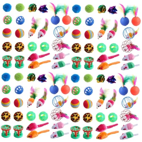 INOOMP 96 STK Glocke Katzenspielzeug Spielzeugbälle Kätzchenspielzeug für Wohnungskatzen interaktives Spielzeug Katzen Spielzeug Spielzeuge neckender Ball Katzenspielzeug in großen Mengen INOOMP 96 STK Glocke Katzenspielzeug Spielzeugbälle Kätzchenspielzeug für Wohnungskatzen interaktives Spielzeug Katzen Spielzeug Spielzeuge neckender Ball Katzenspielzeug in großen Mengen von INOOMP