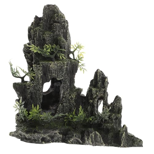 INOOMP Aquarium Dekor Felslandschaft Statue aus Premium Harz Kompakte Fischbecken Dekoration Stabile Fischversteck Ornament für Aquarium Wohn Bürogestaltung von INOOMP