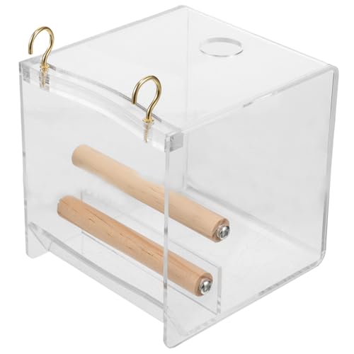 INOOMP Automatischer Papagei Futterspender mit Spritzschutz Transparenter Vogelfutterbehälter für Vogelkäfig Großer Fassungsvermögen Robuster Acrylhalter für Innenbereich als von INOOMP