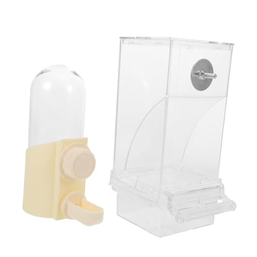 INOOMP Automatischer Vogelkäfig Futterspender und Wasserspender Transparent für Wellensittiche und Papageien aus Robustem Material Verhindert Futterverschütten Sorgt für Kontinuierliche von INOOMP