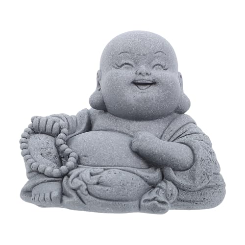 INOOMP Buddha-Statue für Aquarium: Sandsteinstatue zur Dekoration von Aquarien – Lachender Buddha zur Dekoration von Aquarium – Chinesische Figur für die Bonsai-Landschaftsgestaltung von INOOMP