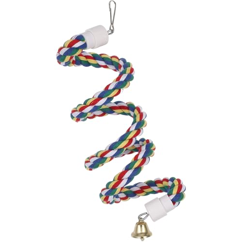 INOOMP Bunter Spiralbaumwollseil-Sitzstange für Vogelkäfig – Schaukel und Kletterspielzeug für Wellensittich, Nymphensittich, Agapornide von INOOMP