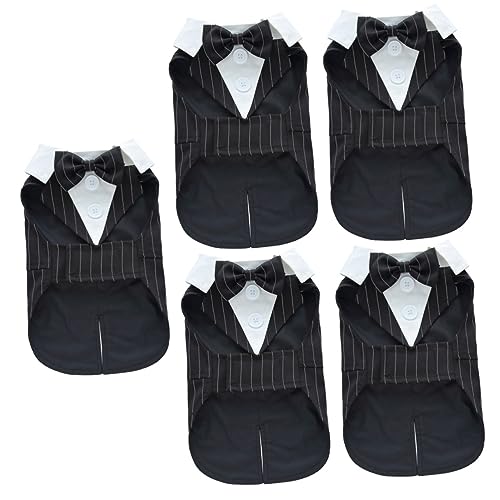 INOOMP Cosplay-Kostüme 5st Smoking Für Haustiere Smokinganzug Für Haustiere Haustierkostü Mit Fliege Hundekleidung Schwarze Anzüge Hunde-Outfit Hochzeitsanzug Fräulein Shirt Polyester von INOOMP