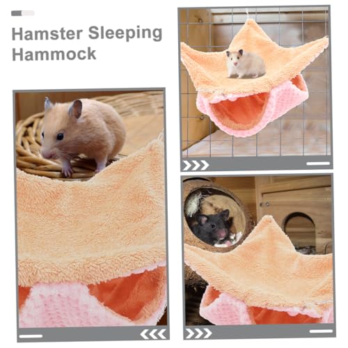 INOOMP Doppellagige Hamster Hängematte mit Fleece Warmes Kuschelbett für Meerschweinchen und Chinchilla Platzsparende Käfighängematte Gemütliches Versteck für Kleintiere Rosa von INOOMP