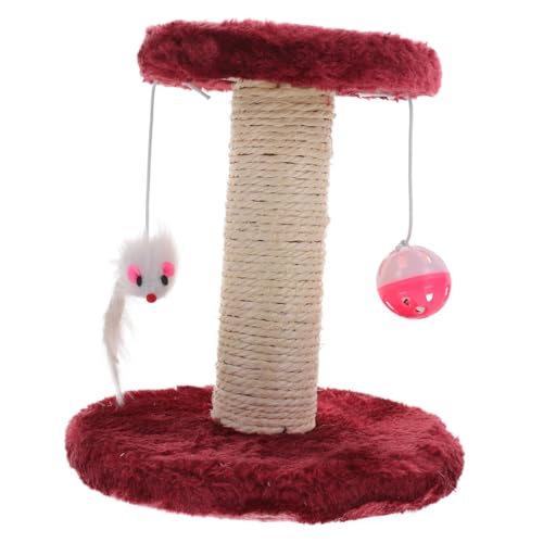 INOOMP Doppelstöckiger Katzenkratzbaum mit Sisal kratzfläche und Plüschspielzeug Robustes Katzenspielzeug für Indoor kätzchen Fördert Krallenpflege und Spielspaß Weinrot INOOMP Doppelstöckiger Katzenkratzbaum mit Sisal kratzfläche und Plüschspielzeug Robustes Katzenspielzeug für Indoor kätzchen Fördert Krallenpflege und Spielspaß Weinrot von INOOMP
