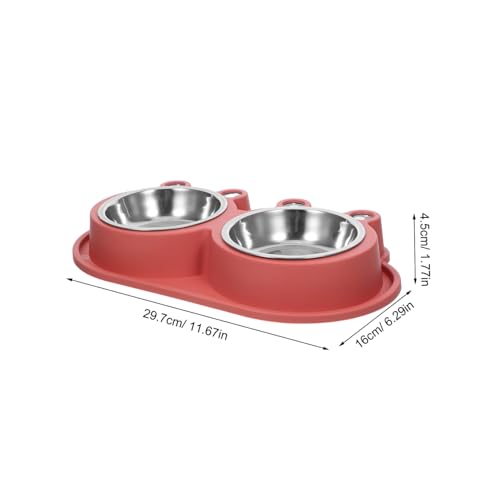 INOOMP Doppelter Futternapf aus Edelstahl mit Rutschfester Basis Auslaufsicherer Katzen Hundebehälter Doppeltes Futter Wassernapf Kleine bis Mittelgroße Katzen und Hunde von INOOMP