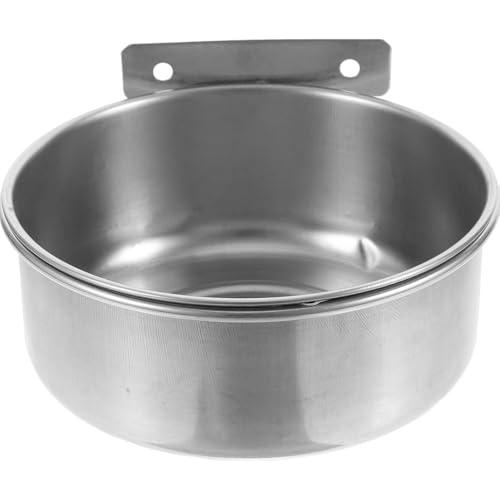 INOOMP Edelstahl Hundeschüssel mit Doppel schraubenlöchern zum Befestigen Am Käfig Langlebiger Hygienischer Napf für Wasser und Futter Leicht zu Reinigen Rostfrei für Haustiere von INOOMP