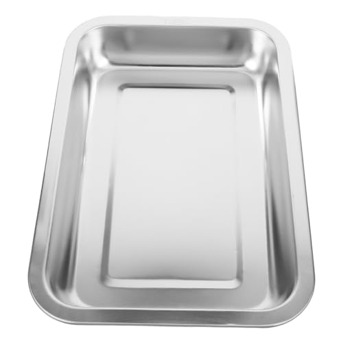 INOOMP Edelstahl Katzenklo Groß Offene Litter Box Aus Edelstahl rutschfeste Katzenstreu-pfanne Robust Und Deformierungsbeständig Für Innenräume von INOOMP