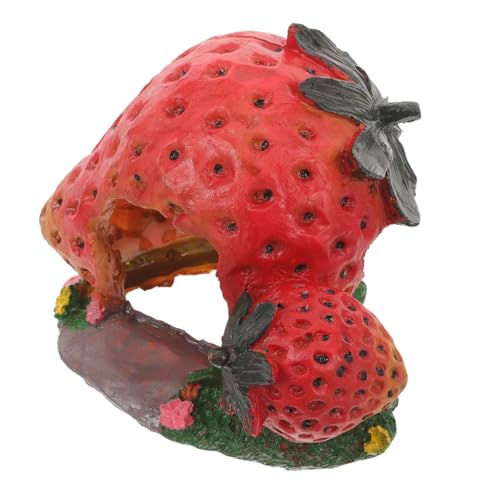 INOOMP Erdbeer Versteck Für Aquarium Reptilienversteck Bartagamen Versteck Terrarium Gehege Lebensraum Eidechsenversteck Kleine Sonnende Reptilien Reptilienhaus von INOOMP