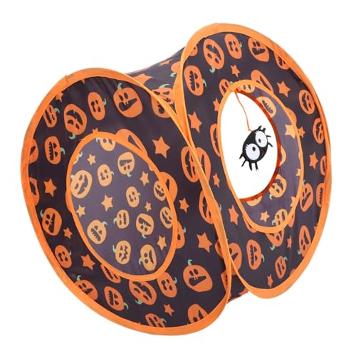 INOOMP Faltbarer Katzentunnel Halloween Design Kleines Haustierversteck für Kaninchen Meerschweinchen Interaktives Leicht zu Verstauen und Transportieren für Wohnungskatzen von INOOMP