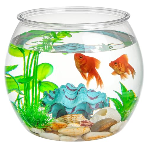 INOOMP Fischglas Rund Klein Aquarium Kunststoff Aquarium Goldfischglas Schildkrötenpanzer Goldfischglas-Dekor von INOOMP