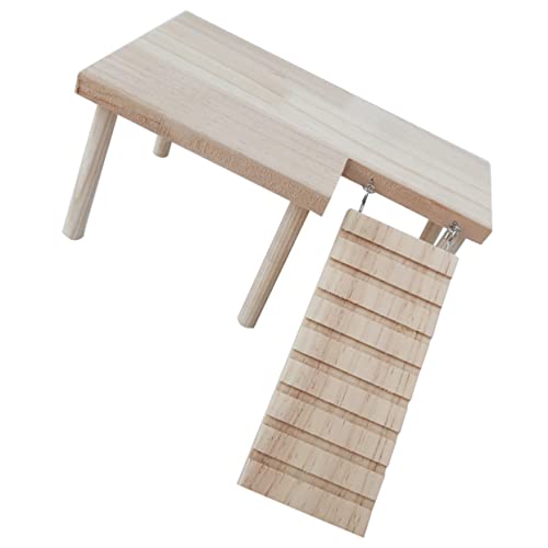 INOOMP Holzplattform Für Hamster Mit Leiter Natürlicher Spielplatz Für Kleintiere Fördert Bewegung Und Geschicklichkeit Für Käfigeinrichtungen Stressreduzierung von INOOMP