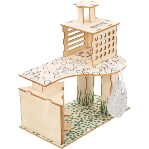 INOOMP Hamster Klettergerüst Villa Spielzeug Für Hamster Hamsterspielzeug Hamsterkäfige Hamster Kauspielzeug Kaninchenschloss Hamsterplattform Hölzerner Hamsterkäfig von INOOMP