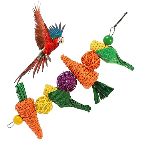 INOOMP Sittich-beißspielzeug Mit Karotte Vogelspielzeug Für Vögel Exquisites Handgefertigtes Vogel-backenzahnspielzeug Lustiges Hängespielzeug Für Papageien Zufällige Farbe von INOOMP