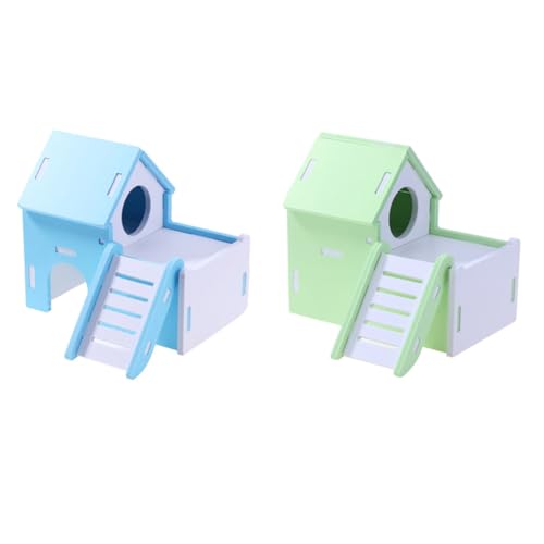 INOOMP Hamsterhaus Holz Zweistöckig mit Leiter Versteck und Schlafplatz für Zwerghamster und Kleine Kleintiere Natürliches Wasserfestes Material Hütte für Mäuse und Meerschweinchen Blau INOOMP Hamsterhaus Holz Zweistöckig mit Leiter Versteck und Schlafplatz für Zwerghamster und Kleine Kleintiere Natürliches Wasserfestes Material Hütte für Mäuse und Meerschweinchen Blau von INOOMP
