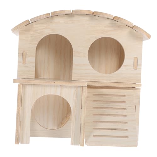 INOOMP Hamsterhaus Hamster Kauspielzeug Haustierhaus Hamster Spielzeug hamsterspielzeug Spielzeuge Hamsterhütte aus Holz Hamster-Villa-Spielzeug aus Holz hölzern Holzhaus 15c Protokoll von INOOMP