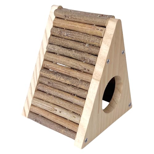 INOOMP Hamsterhaus-Versteck - Kletterleiterhaus aus Holz - Spielzubehör für Ratten und Mäuse - Naturholz-Lebensraum für Kleintiere von INOOMP
