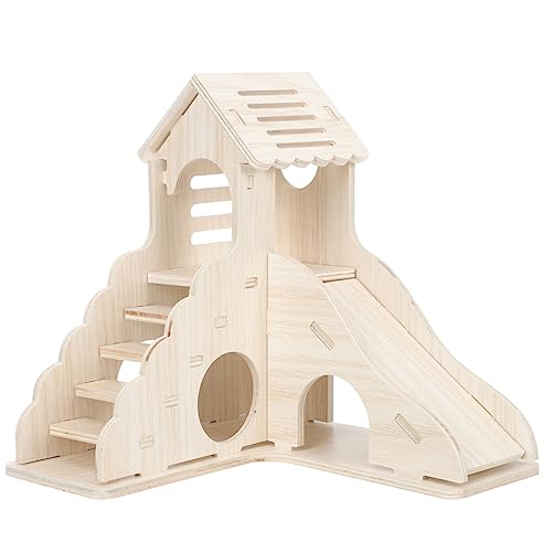 INOOMP Hamsterhaus aus Holz mit Kletterleiter Kleintierversteck für Hamster und Meerschweinchen Langlebiges und Sicheres für Spiel und von INOOMP