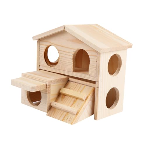 INOOMP Bezauberndes Hamsterhaus Aus Holz Mit Schräger Leiter Und Backenzahnnest Haustierhütte Doppellagig Für Kleintiere INOOMP Bezauberndes Hamsterhaus Aus Holz Mit Schräger Leiter Und Backenzahnnest Haustierhütte Doppellagig Für Kleintiere von INOOMP