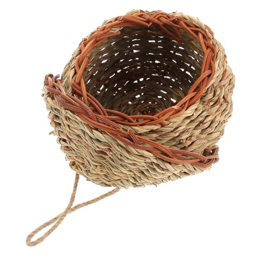INOOMP Handgewebtes Strohnest für Kleine Haustiere Handgemachtes Vogelhaus für Wellensittiche und Nymphensittiche für Sicheres und Warmes Zuhause von INOOMP