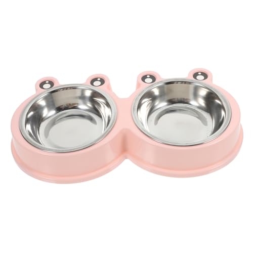 INOOMP Haustiernapf Süße Hundenäpfe Hündchenschüsseln Hundenäpfe Aus Metall Hund Wassernapf Katzennäpfe Wasserschale Aus Edelstahl Süße Katzenschalen Abs Rosa von INOOMP
