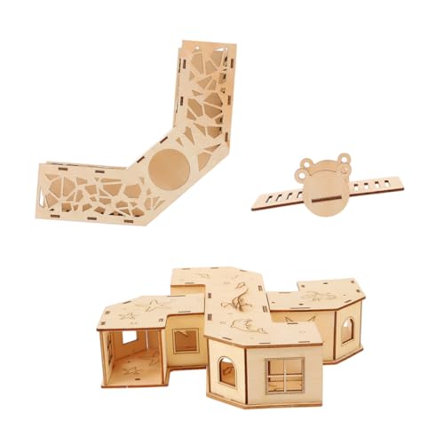 INOOMP Holz Hamster Tunnel mit Wippe Teiliges Labyrinth Haustiertunnel für Kleine Nager Meerschweinchen Mäuse zur Täglichen Bewegung und Beschäftigung von INOOMP