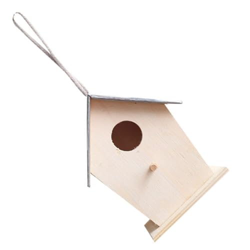 INOOMP Holz Vogelhaus für Kleine Vögel Wetterfestes Stabiles Nistkasten mit Aufhängeseil Wetterbeständig und Natürlicher Gartendekor für Draußen im Garten oder Am Baum von INOOMP
