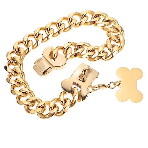 INOOMP Hundeleine Goldene Etiketten Halskette Kleidungsetikett Sicherheitshalsband Für Welpen Kette Choker Haustierschmuck Außendekoration Heimtierbedarf Katze Zubehör Metall Stahl von INOOMP