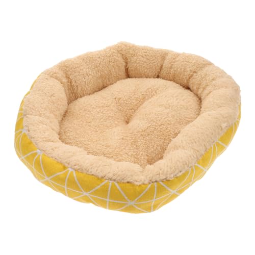 INOOMP Lammfleece Haustierbett Gelb S Rundes Bequemes Warmes Hundebett Ganzjährig Nutzbar Weiches Nest für Kleine Hunde und Katzen Transportables Gemütliches Schlafkissen von INOOMP