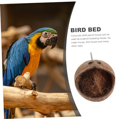 INOOMP Natürlicher Kokosnussschalen Nistkasten Vogelhaus für Wellensittiche und Papageien Langlebiges Einfach zu Montierendes Ruhe und Brutnest für Käfig und Garten Vielseitig als Vogel von INOOMP