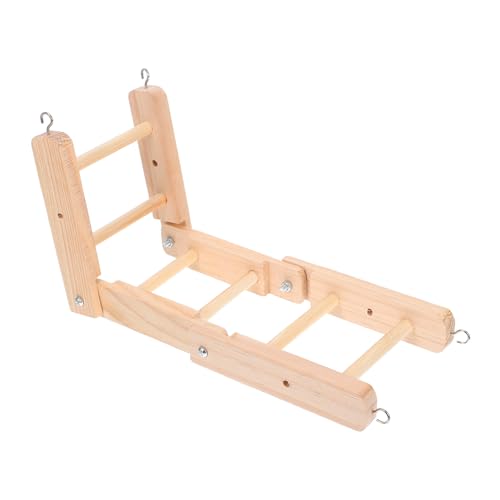 INOOMP Papageienleiter aus Massivem Holz Faltbare Kletterleiter als Bequeme Krallen Schnabelpflege Multifunktionales Vogelleiter Käfig für Sittiche Wellensittiche und Kleine Vögel von INOOMP