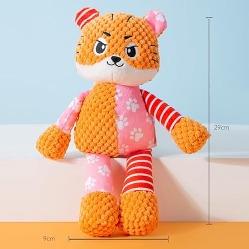 INOOMP Kauspielzeug Für Hunde Aus Strapazierfähigem Plüsch Interaktives Tiger-Design Mit Quietscher Für Kleine Und Große Welpen Zum Kauen Und Spielen Fördert Zahnpflege Und Lindert von INOOMP