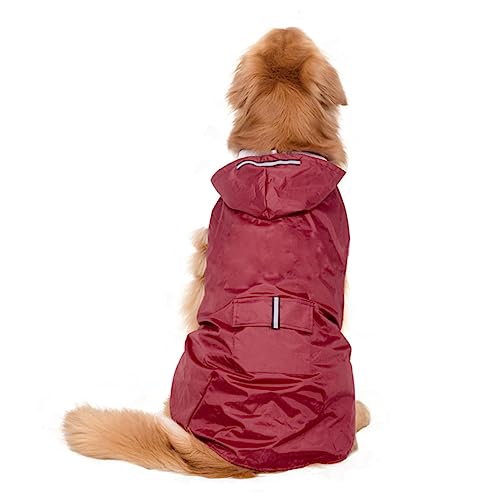 INOOMP Regenmantel Für Haustiere Mit Kapuze Reflektierende Streifen Für Hunde Regenjacke Welpen Poncho Rot 4XL von INOOMP