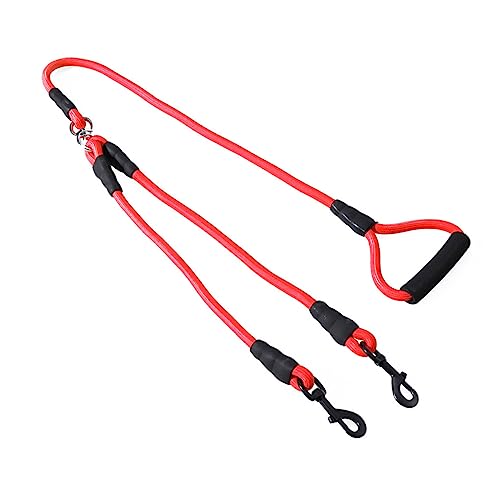 INOOMP Doppelte Hundeleine Für Zwei Hunde Verstellbare Zugleine Für Outdoor-aktivitäten Robustes Material Pet Supplies Rot von INOOMP