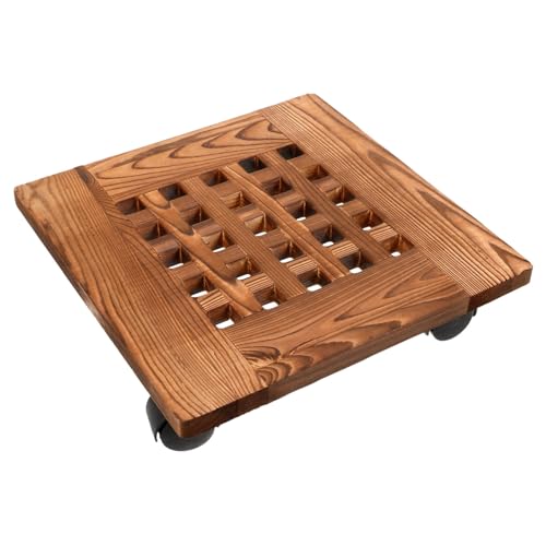 INOOMP Tablett Für Blumentopf Mit Rädern Pflanztablett Mit Beweglicher Topfständer Blumentopfhalter Aus Vintage-Material Rundes Tablett Drehfunktion von INOOMP