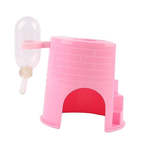 INOOMP Hamster Spielhaus Mit Wasserflasche Niedliches Schloss Für Hamster Rosa Versteck Für Kleine Tiere Futter Und Trinkstelle Fördert Aktivität Und Spielspaß von INOOMP