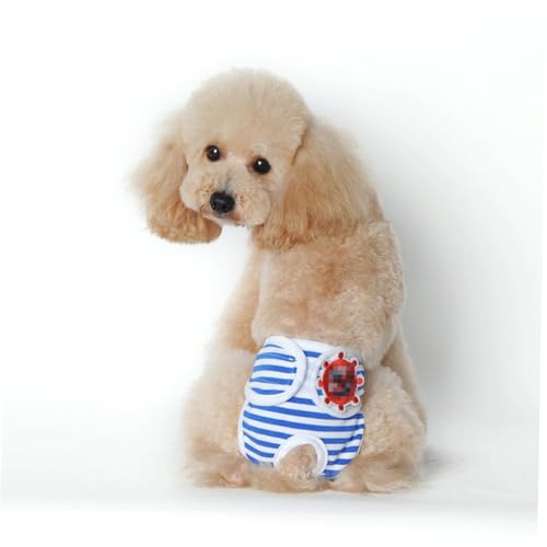 INOOMP Verstellbare Hundeschutzhosen mit Streifenmuster Atmungsaktive Komfortable Pet Sanitary Pants für Weibliche Hunde Schützt Möbel und Böden Blau von INOOMP