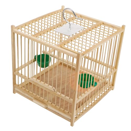 INOOMP Vogelkäfig für Kleine Vögel Teilig mit Maschenweite Geeignet für Wellensittiche Unzerbrechlicher Lovebird Käfig Sicherer Innenbereich Inklusive Futterbechern Stilvolles Holzdesign von INOOMP