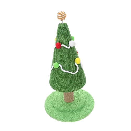 INOOMP Weihnachtlicher Sisal Kratzbaum Hoch Stabiler Katzen Kratzpfosten mit Festlichem Tannenbaum Design Rutschfester Sockel Vertikales Katzenspielzeug für Katzen und Kätzchen von INOOMP