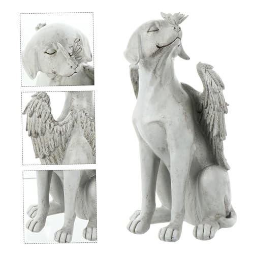 INOOMP Wetterfeste Resin Hunde engelsstatue als Gedenkstein für Haustier Langlebig und UV beständig Geeignet als Grabstein oder Gartendeko zur Liebevollen Erinnerung an Verstorbene Hunde von INOOMP