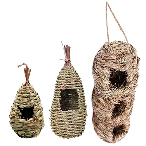 INPETS Vogelhaus-Käfige zum Aufhängen, Naturfaser, Finkennest, Gras, gewebt, Vögel, Hütte, Schutz vor kaltem Wetter, Hamster, Versteckspielzeug, 3 Stück INPETS Vogelhaus-Käfige zum Aufhängen, Naturfaser, Finkennest, Gras, gewebt, Vögel, Hütte, Schutz vor kaltem Wetter, Hamster, Versteckspielzeug, 3 Stück von INPETS