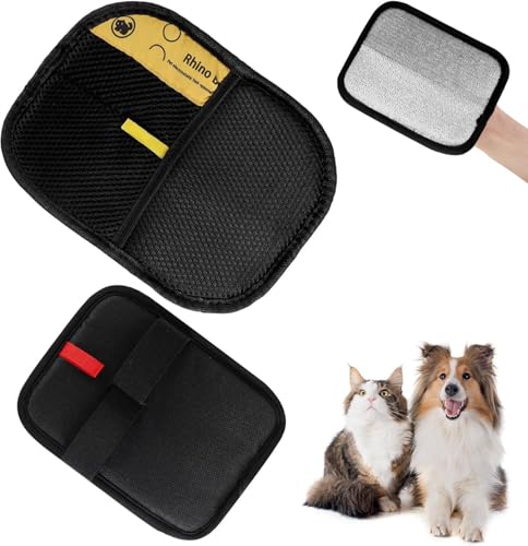 INQUIRLLY Static Removal Gloves Für Katzen und Hunde, Wiederverwendbare Handschuh Katzenhaare, Handschuh für Katzenhaare für die Pflege und Entfernung unerwünschter Haare (Rot und Gelb) von INQUIRLLY