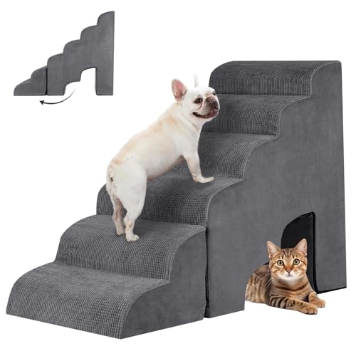 INRLKIT 6-stufige Hundetreppe und Stufen für 73-81 cm hohes Bett, Hunderampe Katzentreppe Haustierleiter für kleine, mittelgroße Hunde, Hunde, alte Katzen, Kätzchen wiegt unter 22,7 kg (Grau, bis zu INRLKIT 6-stufige Hundetreppe und Stufen für 73-81 cm hohes Bett, Hunderampe Katzentreppe Haustierleiter für kleine, mittelgroße Hunde, Hunde, alte Katzen, Kätzchen wiegt unter 22,7 kg (Grau, bis zu von INRLKIT