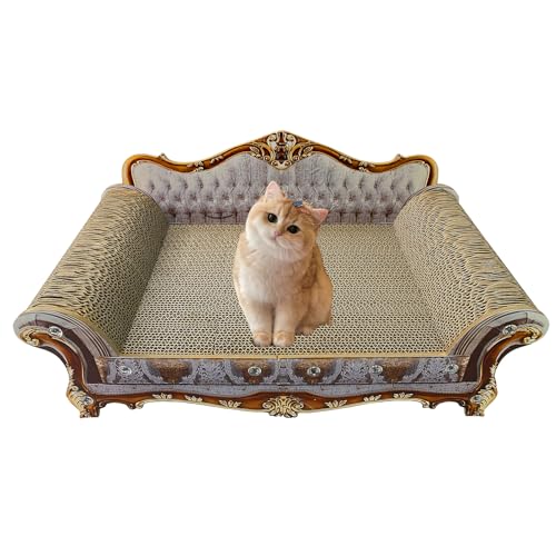 INRLKIT Luxus Karton Katzenkratzer Sofa Couch Bett, Couch Form Kratzbrett Kratzbrett Kratzlounge mit Katzenminze, Katzenkratzer für Indoor Katzen Grau von INRLKIT