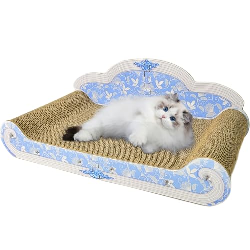 INRLKIT Luxus-Katzenkratzsofa aus Karton, Couch-geformtes Katzenkratzbrett, Katzenkratz-Lounge mit Katzenminze, Katzenkratzer für Indoor-Katzen (Blumenmuster) von INRLKIT